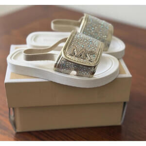 Michael Kors Eli Gemma Sandals Baby Girl Toddler Size 7 Gold Bling Sparkle NIB